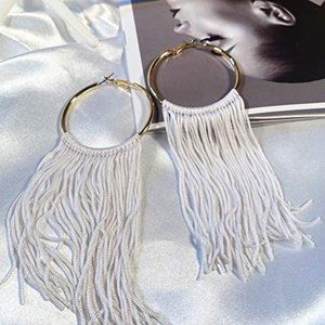 Coiris Hoop Statement Tassels Dangle Drop Earrings for Women